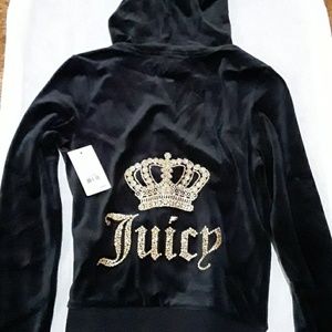 NEW XS JUICY COUTURE  VELOUR BLACK JACKET